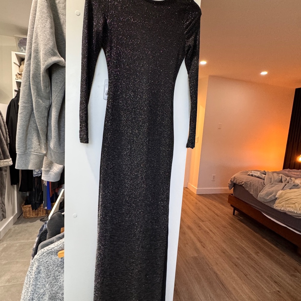 Lulus Black Shimmer Maxi Dress
